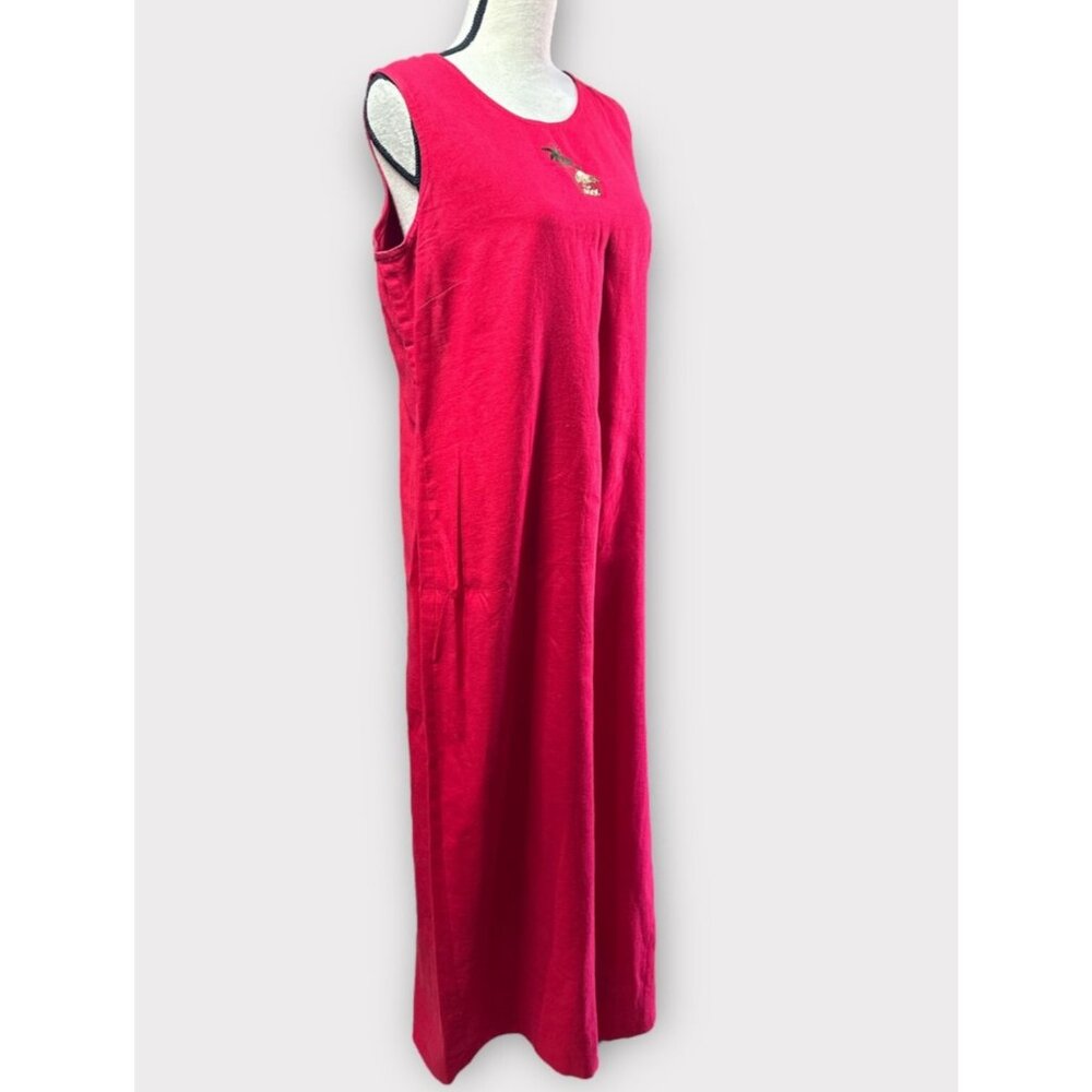 Vintage Ultra Dress NY Womens 2pc Size 14 Dress Embroidered Linen Blend Retro - Picture 4 of 16